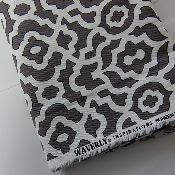 Fabrics by Waverly Inspirations Screen Print Gray & White Lattice - Picture 2 of 9